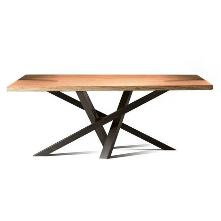 Solid Wood Brown Tone Dining Table Industrial 4 Legs Table for Dining Room