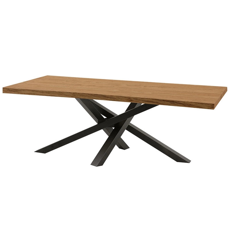 Solid Wood Brown Tone Dining Table Industrial 4 Legs Table for Dining Room