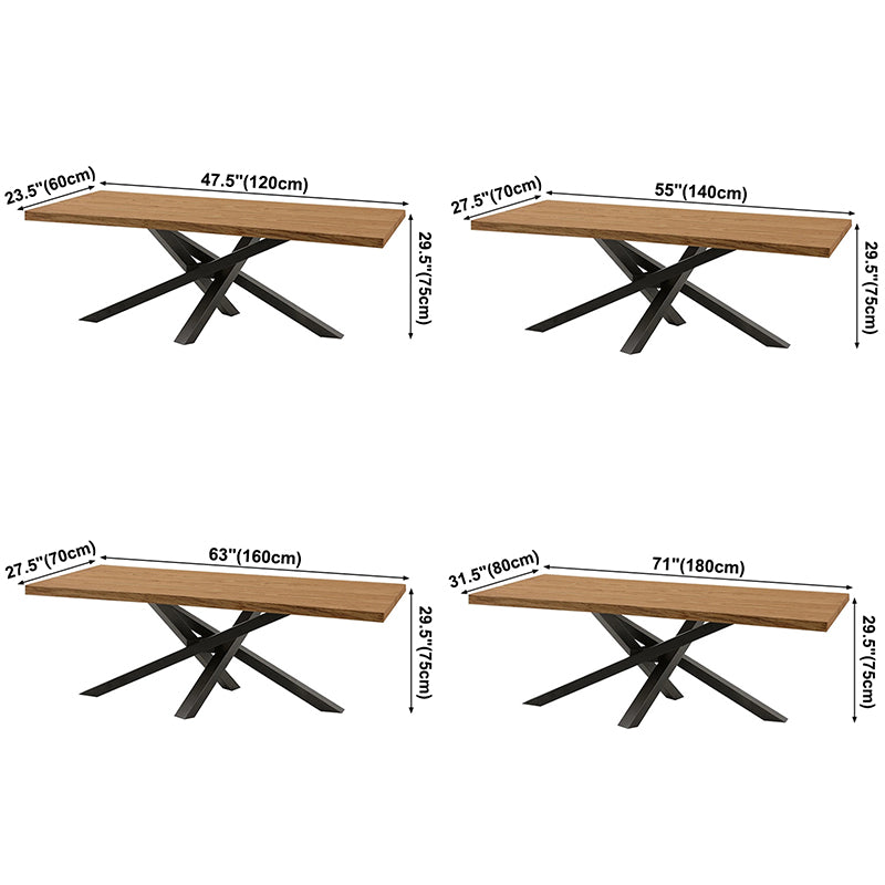 Solid Wood Brown Tone Dining Table Industrial 4 Legs Table for Dining Room