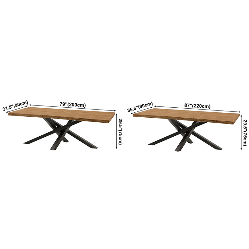 Solid Wood Brown Tone Dining Table Industrial 4 Legs Table for Dining Room