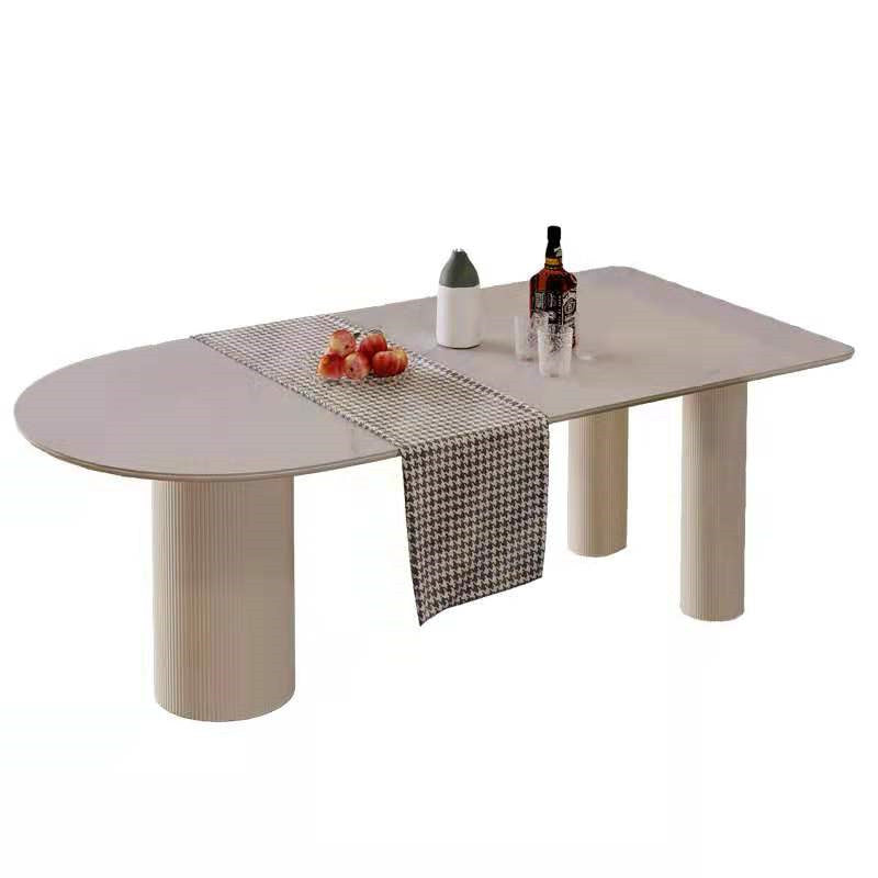 Metal Contemporary Free Form Dining Table Sintered Stone Top Table for Dining Room and Kitchen