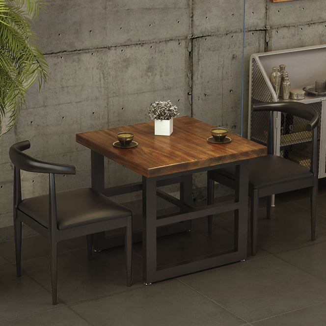 Industrial Dining Table Pine Solid Wood Table with Black Trestle Base for Dining Room