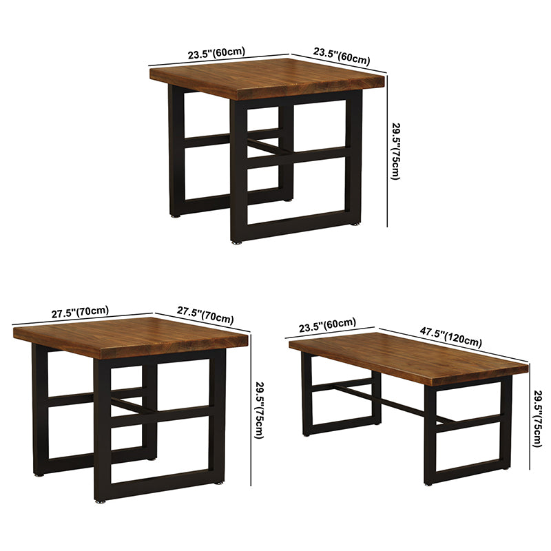 Industrial Dining Table Pine Solid Wood Table with Black Trestle Base for Dining Room
