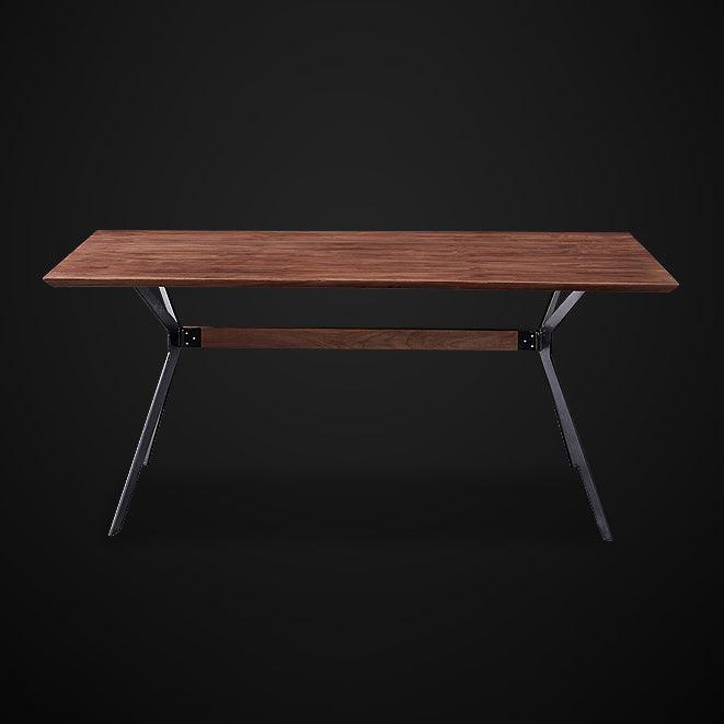 Mesa de mesa de comedor de madera maciza de estilo industrial con marco negro para uso en el hogar