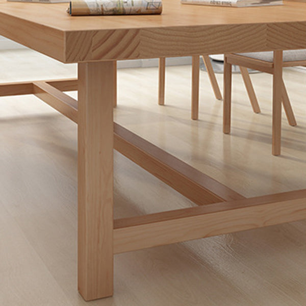 Rectangle Pine Solid Wood Table Modern Dining Table Trestle Base for Restaurant