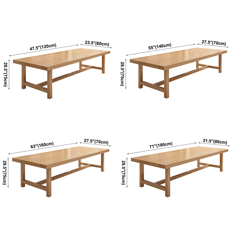 Rectangle Pine Solid Wood Table Modern Dining Table Trestle Base for Restaurant