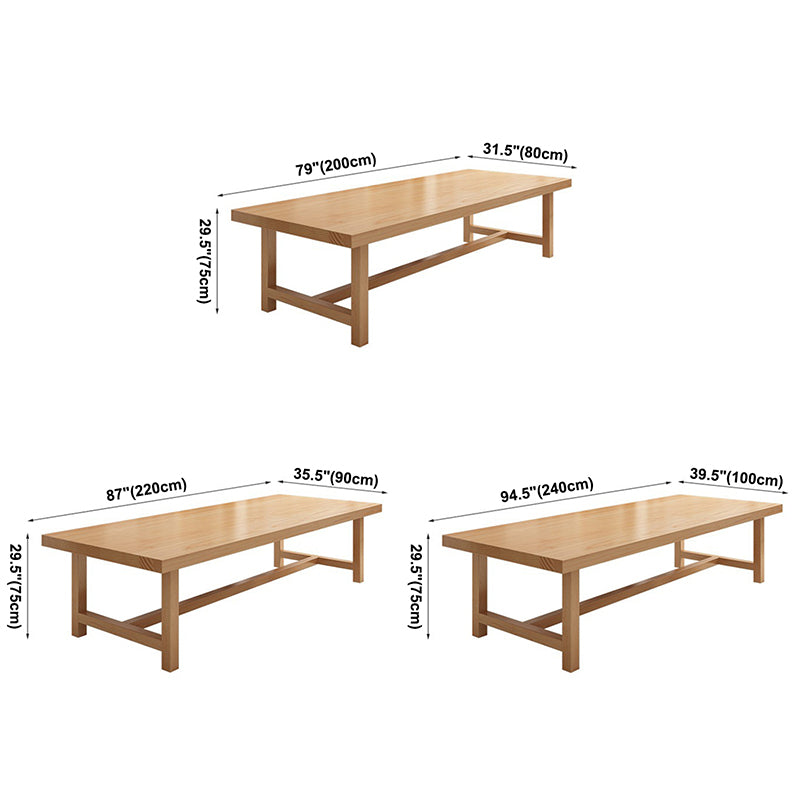 Rectangle Pine Solid Wood Table Modern Dining Table Trestle Base for Restaurant