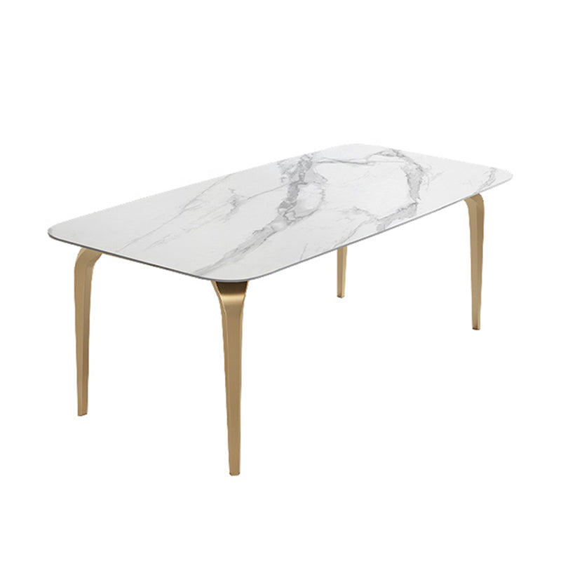 4 Legs Kitchen Dining Table Modern Luxury Style Rectangle Stone Dinette Table