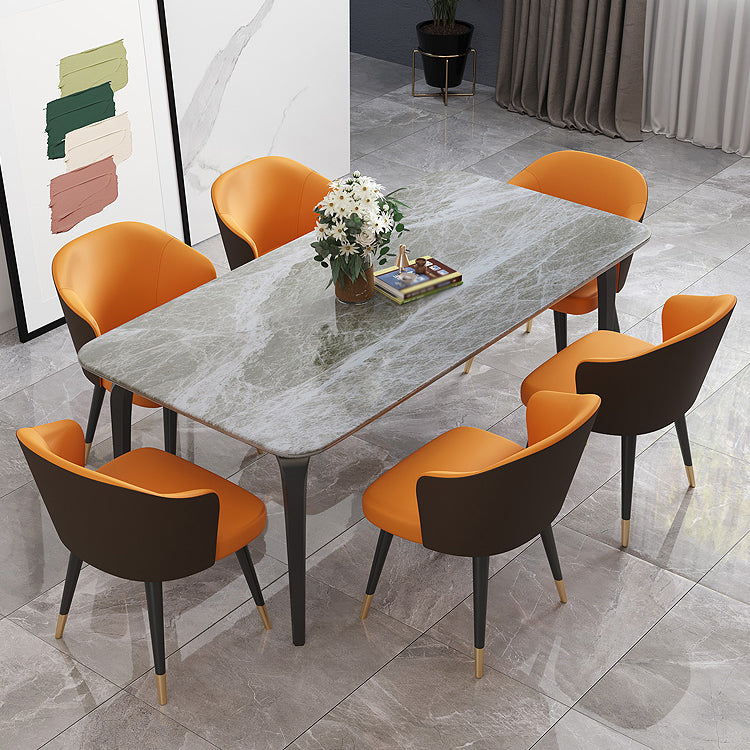 4 Legs Kitchen Dining Table Modern Luxury Style Rectangle Stone Dinette Table