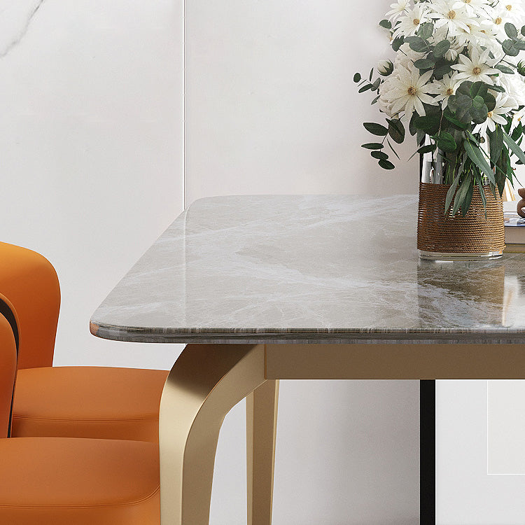 4 Legs Kitchen Dining Table Modern Luxury Style Rectangle Stone Dinette Table