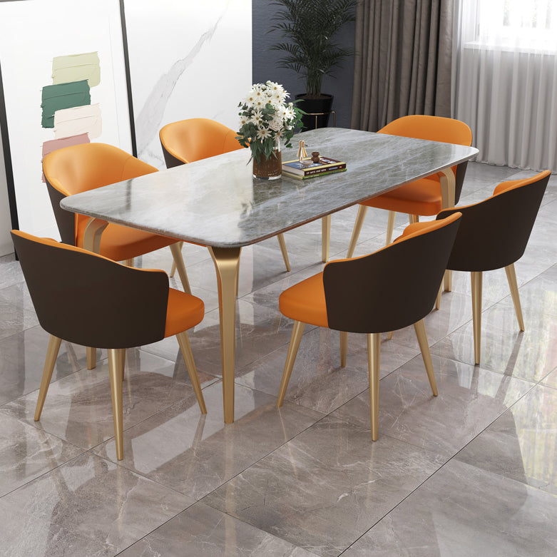 4 Legs Kitchen Dining Table Modern Luxury Style Rectangle Stone Dinette Table