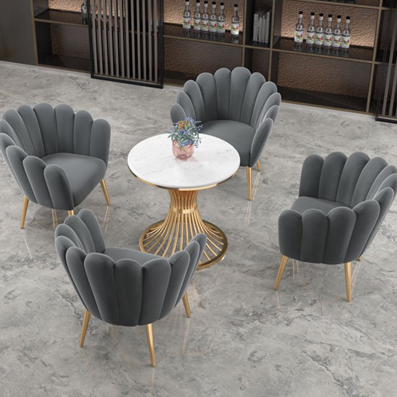 Runder weißer Esstisch Sintered Stone Tisch Luxusstil mit Sockel