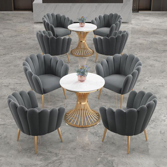 Runder weißer Esstisch Sintered Stone Tisch Luxusstil mit Sockel