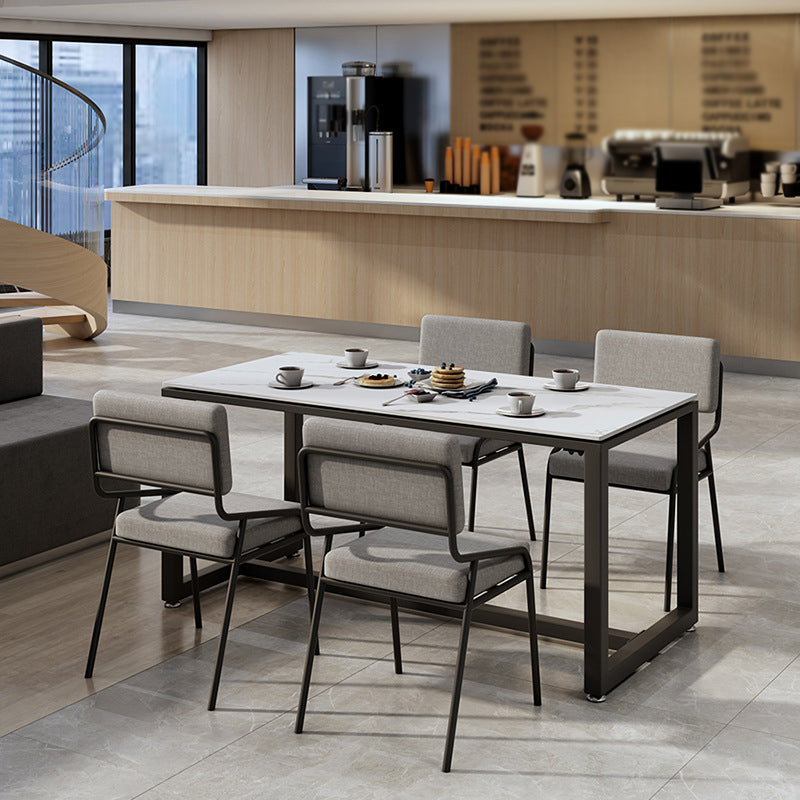 Industrial Rectangle Dining Table Sintered Stone Dining Table with Trestle Base for Dining Room