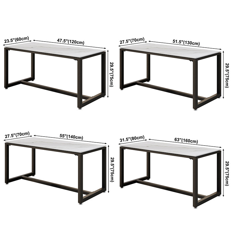 Industrial Rectangle Dining Table Sintered Stone Dining Table with Trestle Base for Dining Room