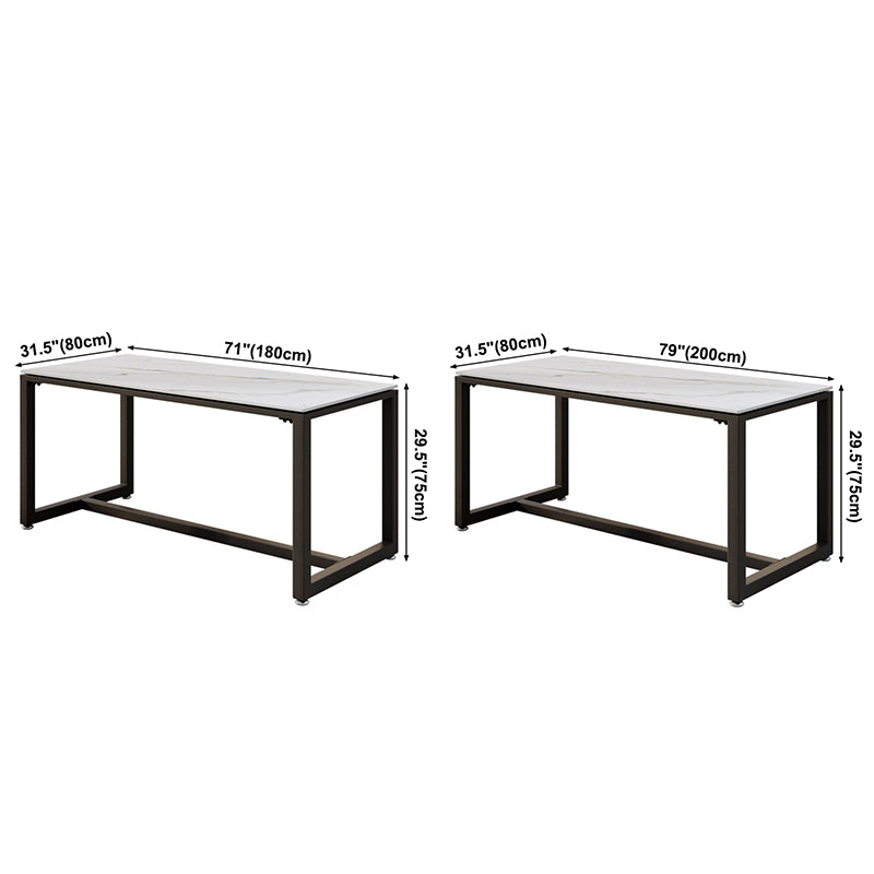 Industrial Rectangle Dining Table Sintered Stone Dining Table with Trestle Base for Dining Room