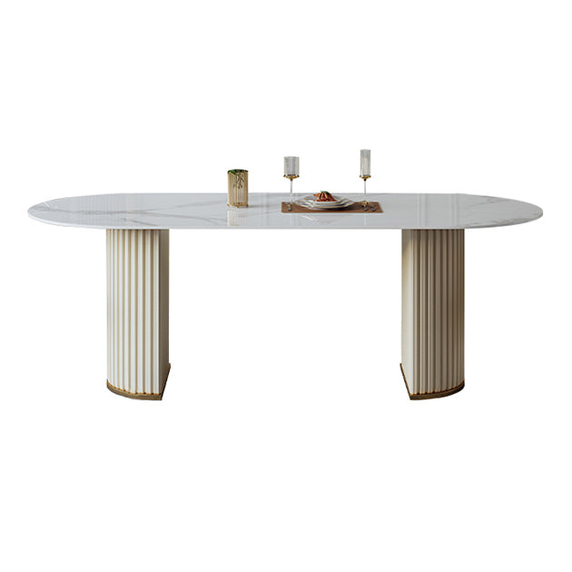 Mesa interior contemporánea de metal de forma libre Mesa de piedra sinterizada para comedor