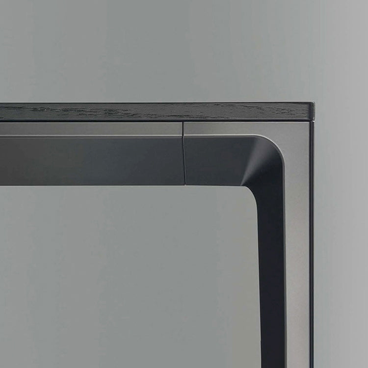 Sintered Stone Top Dining Table Rectangle Table in Grey with Metal Base and 4 Legs
