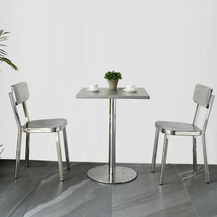 Industrial Style Stainless Steel Dining Table Square Table for Dinning Room