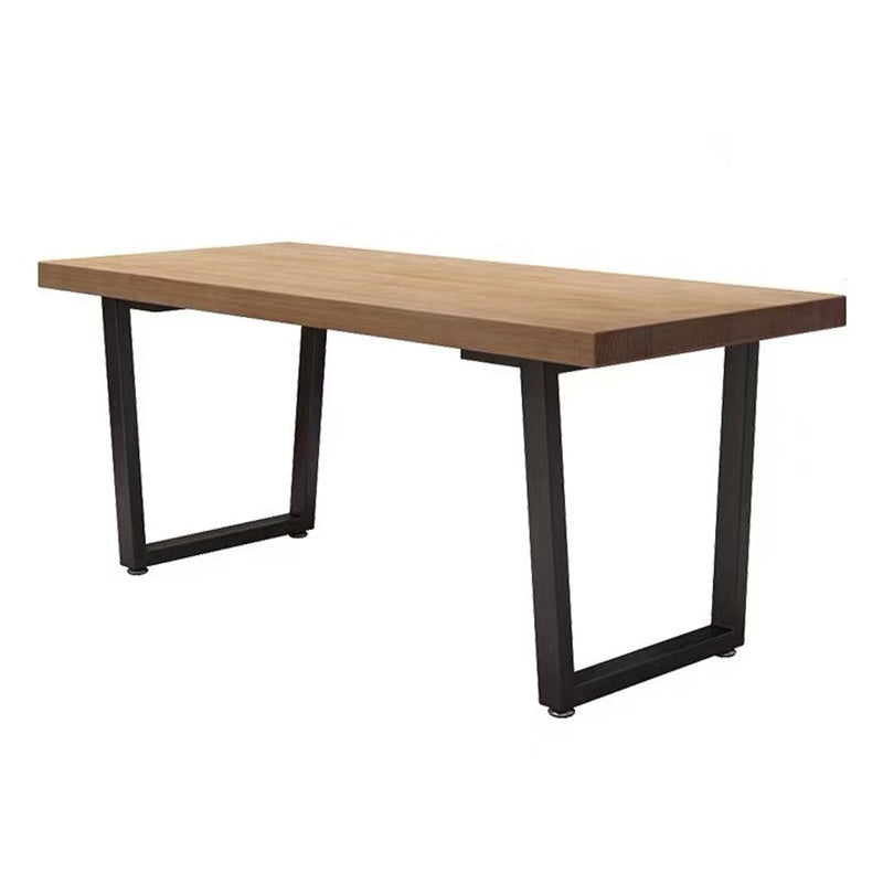 Table à manger en bois massif en pin industriel table rectangle marron avec base de traîneau pour salle à manger