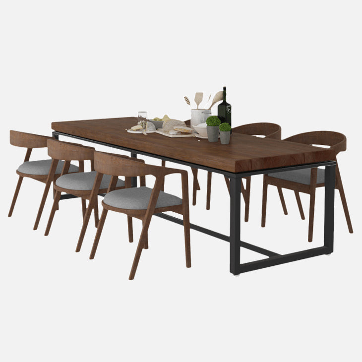 Industrial Rectangle Dining Table Pine Solid Wood Table with Trestle Base