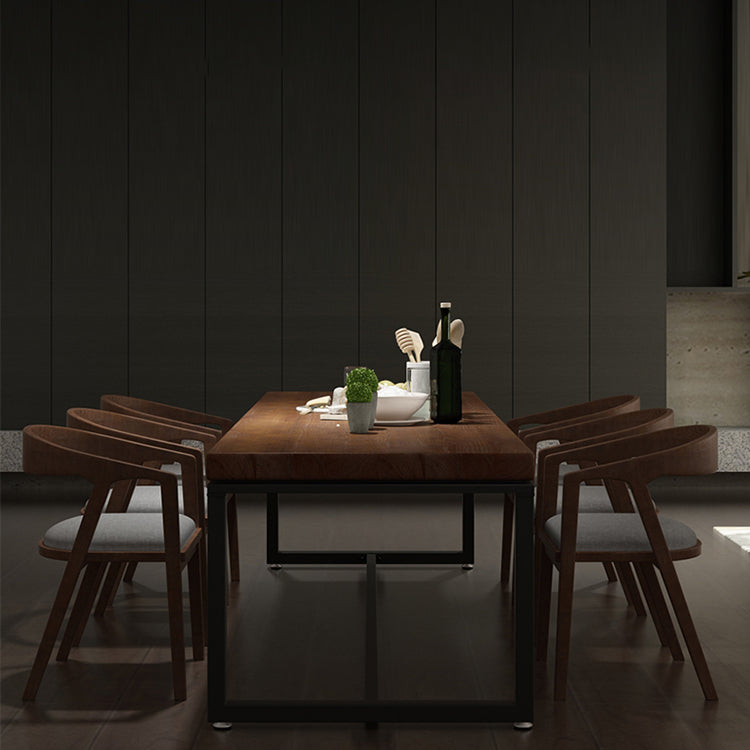 Industrial Rectangle Dining Table Pine Solid Wood Table with Trestle Base