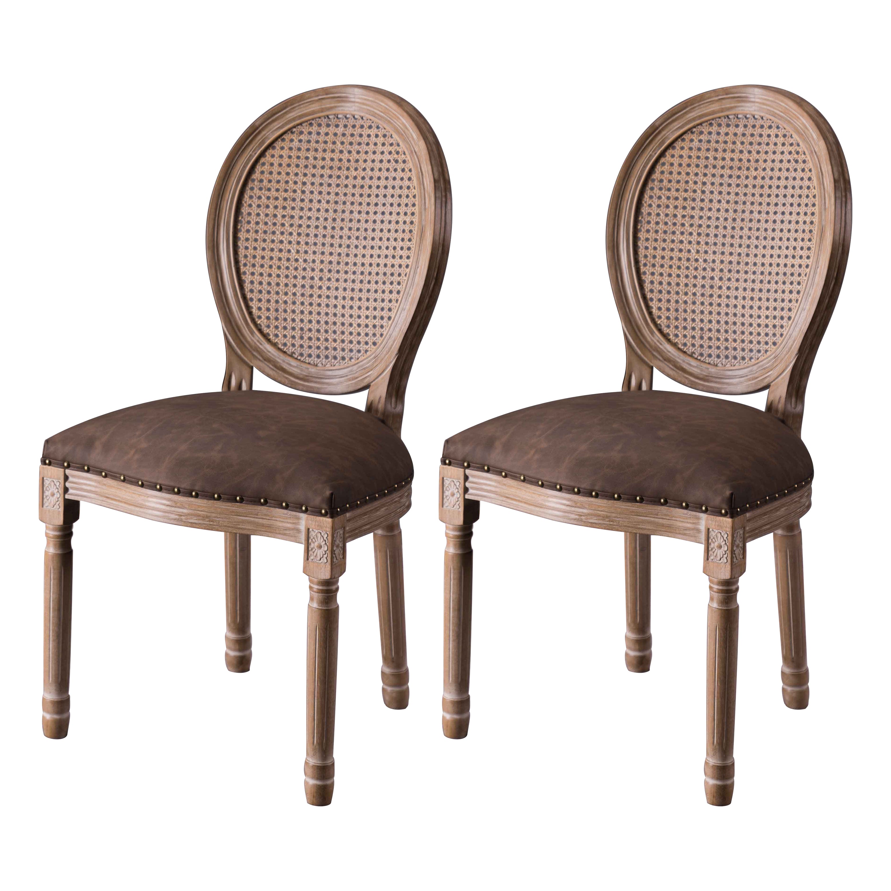 Chaises de salle à manger sans accoudoirs rembourrées, chaise latérale à dossier King Louis avec pieds en bois