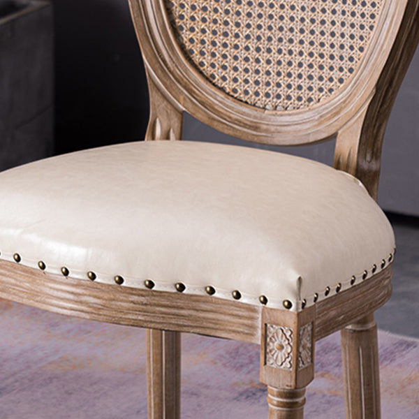 Chaises de salle à manger sans accoudoirs rembourrées, chaise latérale à dossier King Louis avec pieds en bois