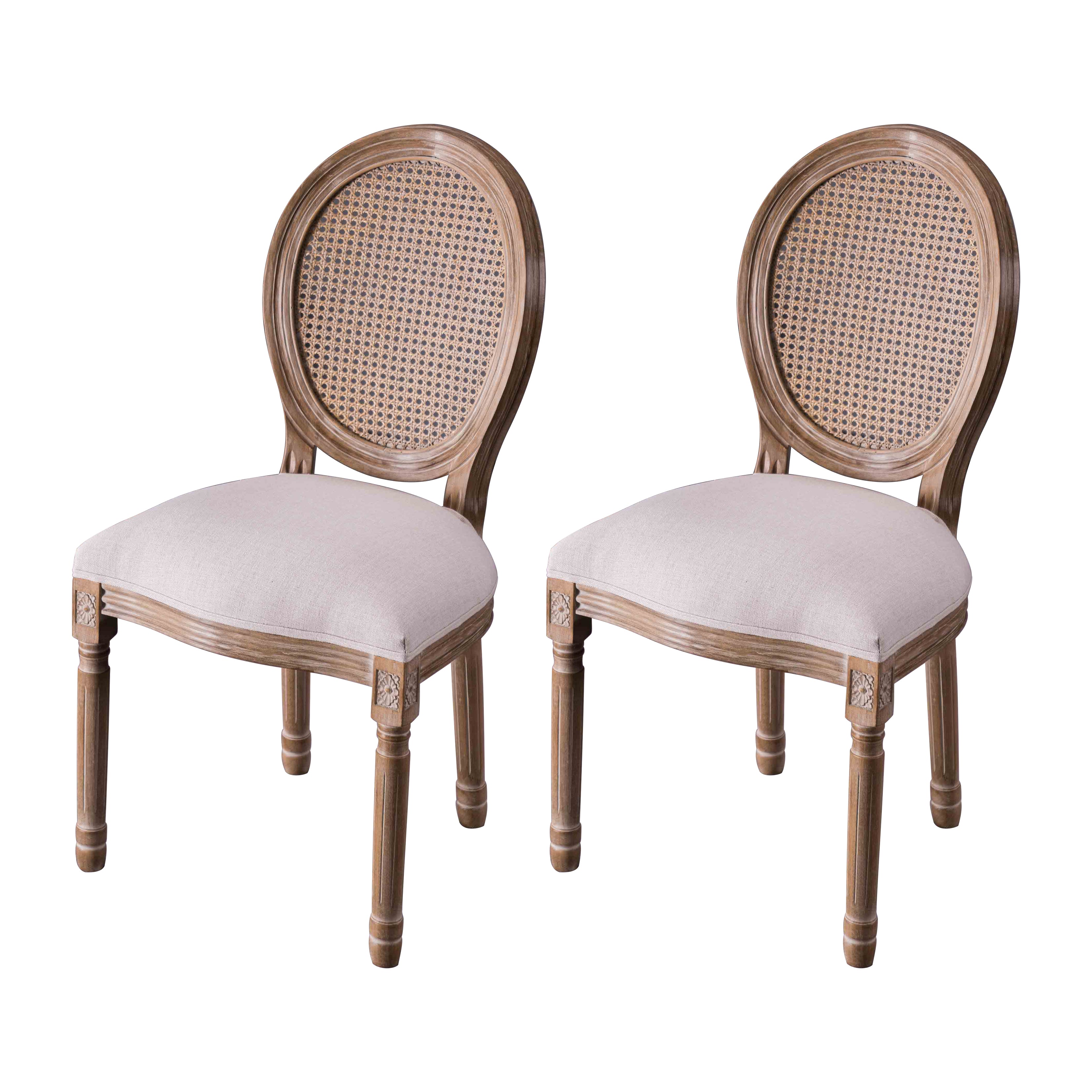 Chaises de salle à manger sans accoudoirs rembourrées, chaise latérale à dossier King Louis avec pieds en bois