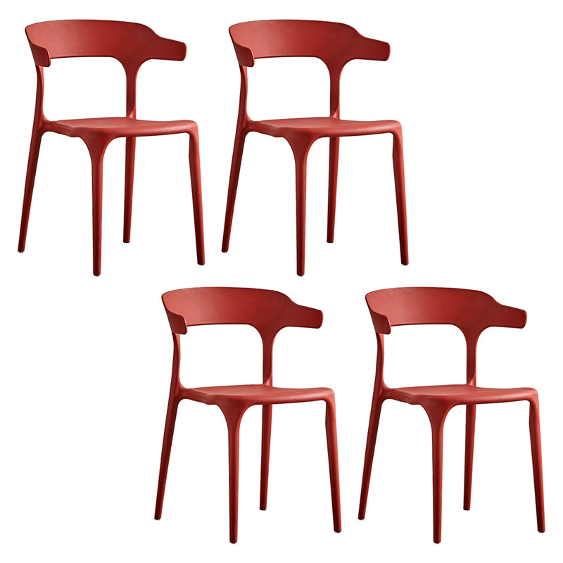 Ensemble de chaise de salle à manger en plastique à dossier ouvert empilable de chaise latérale moderne à la maison