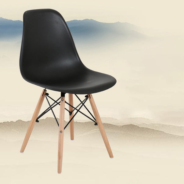 Moderner Esszimmerstühle plastischer Armloser Stuhl mit Holzbeinen