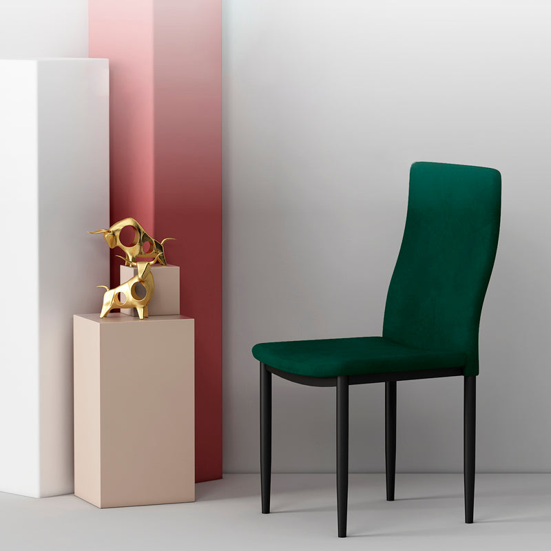 Scandinavian Home Side Chair Solid Back Upholstered Metal Dining Room Chair