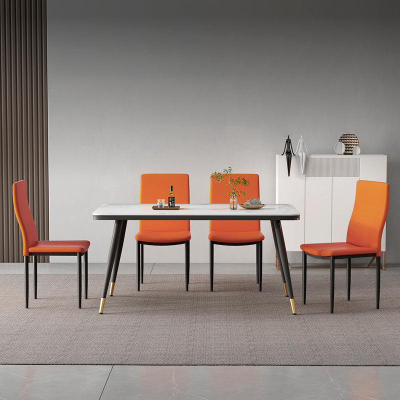 Scandinavian Home Side Chair Solid Back Upholstered Metal Dining Room Chair