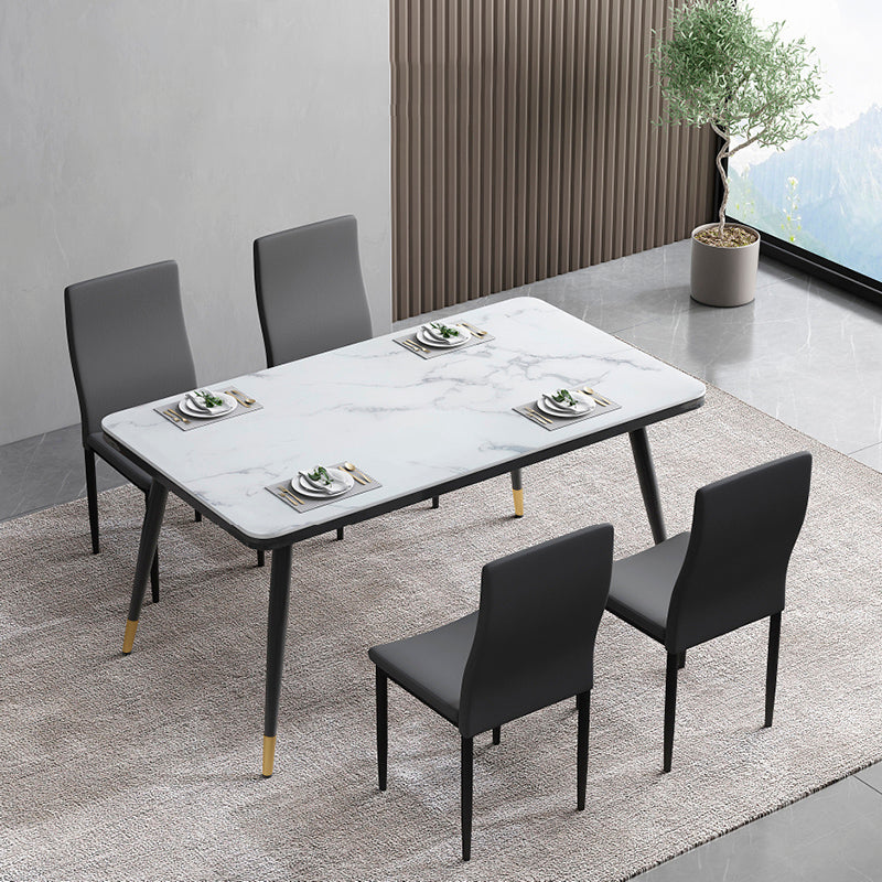 Scandinavian Home Side Chair Solid Back Upholstered Metal Dining Room Chair