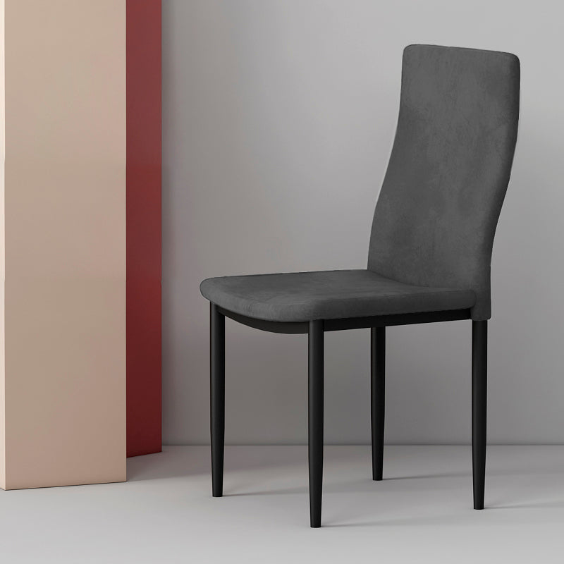Scandinavian Home Side Chair Solid Back Upholstered Metal Dining Room Chair