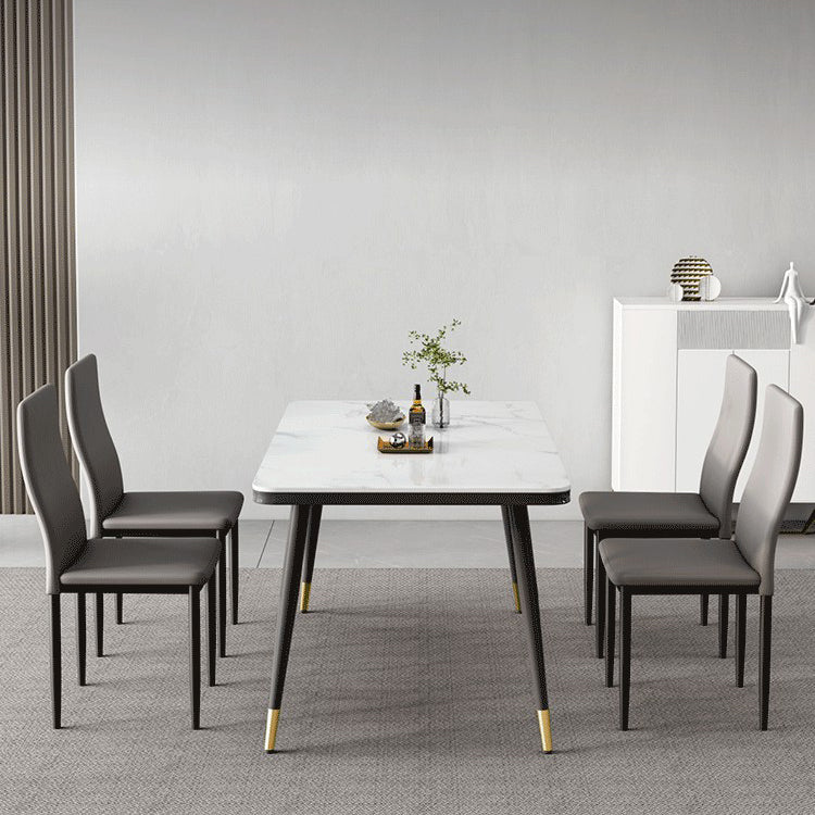 Scandinavian Home Side Chair Solid Back Upholstered Metal Dining Room Chair