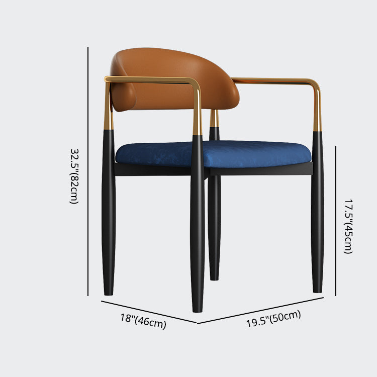 Contemporary Metal Dining Room ArmChairs Open Back Dining Side Chair for Home Use