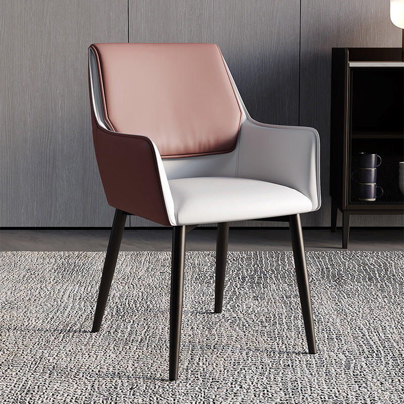 Home Contemporary Arm Chair Parsons Back Metal Dining Room Chair with Cushion