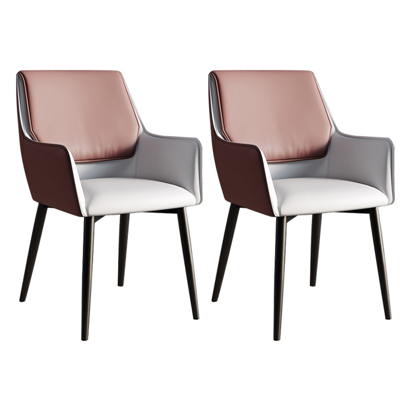 Home Contemporary Arm Chair Parsons Back Metal Dining Room Chair with Cushion