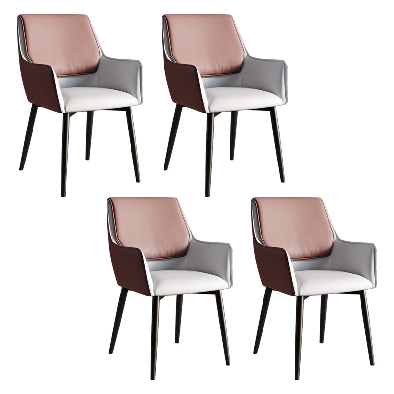 Home Contemporary Arm Chair Parsons Back Metal Dining Room Chair with Cushion