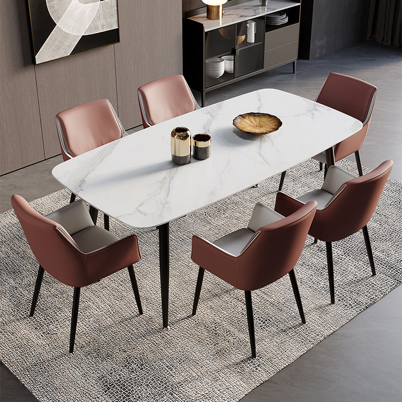 Home Contemporary Arm Chair Parsons Back Metal Dining Room Chair with Cushion