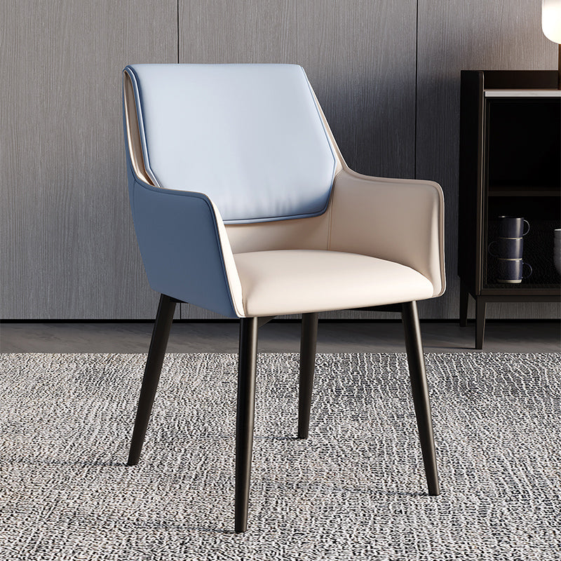 Home Contemporary Arm Chair Parsons Back Metal Dining Room Chair with Cushion