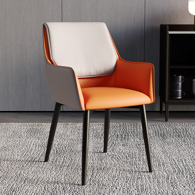 Home Contemporary Arm Chair Parsons Back Metal Dining Room Chair with Cushion