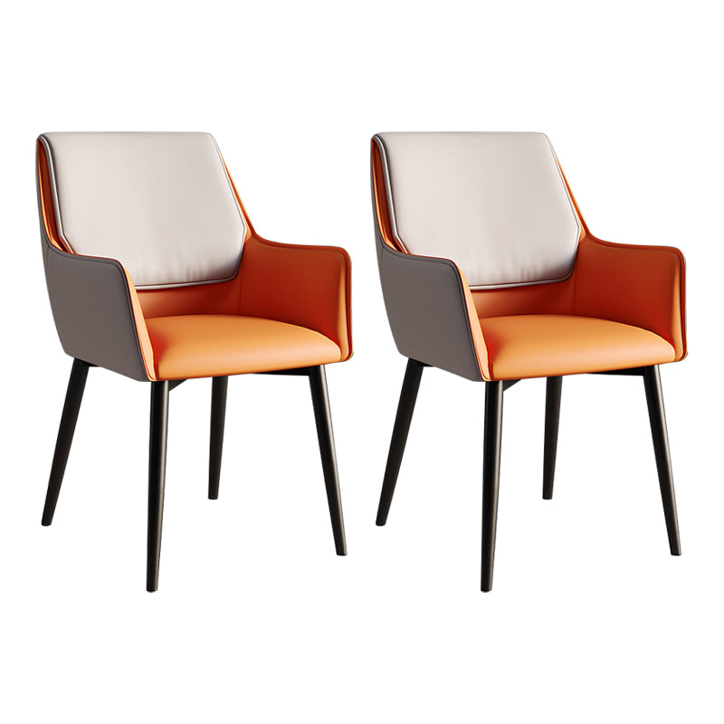 Home Contemporary Arm Chair Parsons Back Metal Dining Room Chair with Cushion