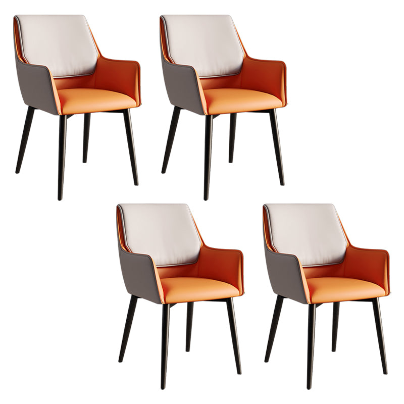Home Contemporary Arm Chair Parsons Back Metal Dining Room Chair with Cushion