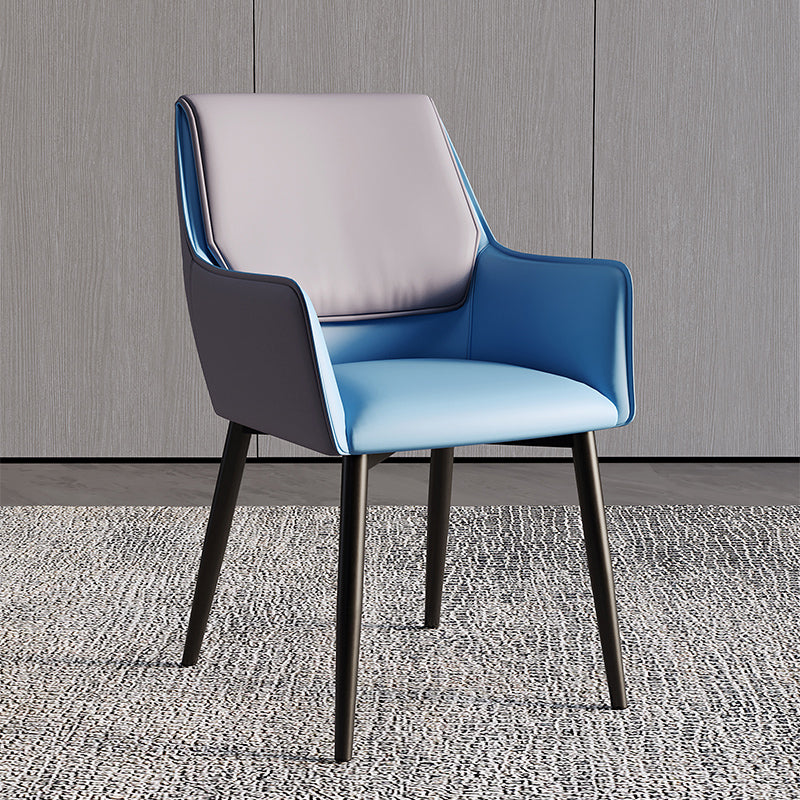 Home Contemporary Arm Chair Parsons Back Metal Dining Room Chair with Cushion