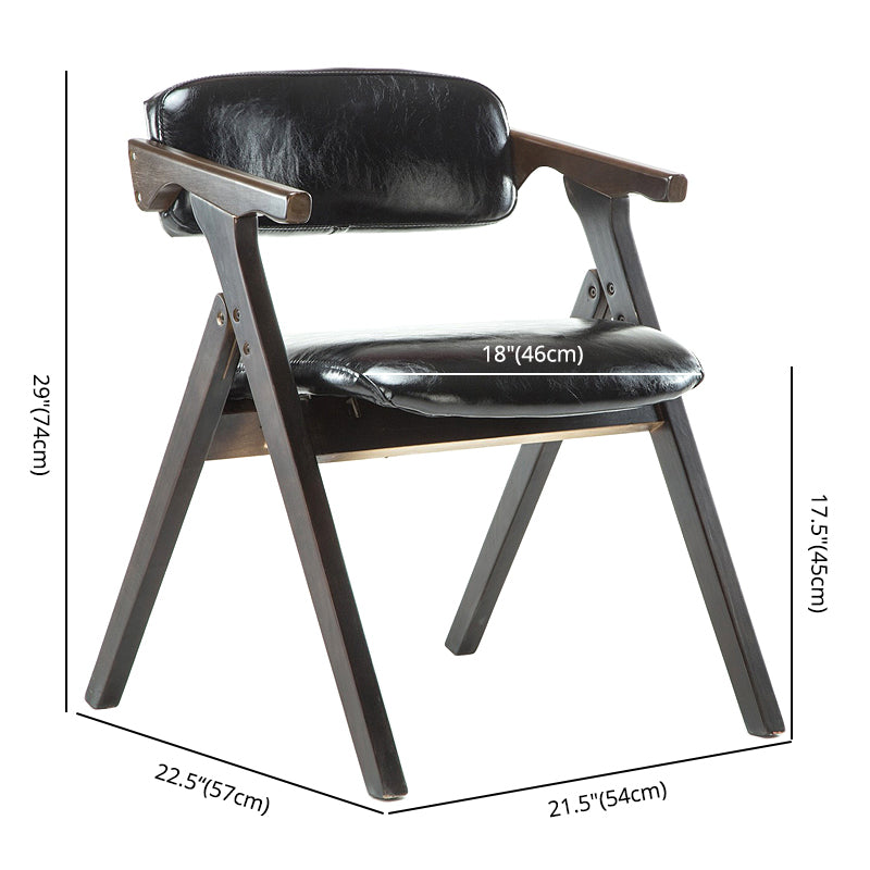 Foldable Dining Arm Chair Open Back Upholstered Armchair with Wood Legs