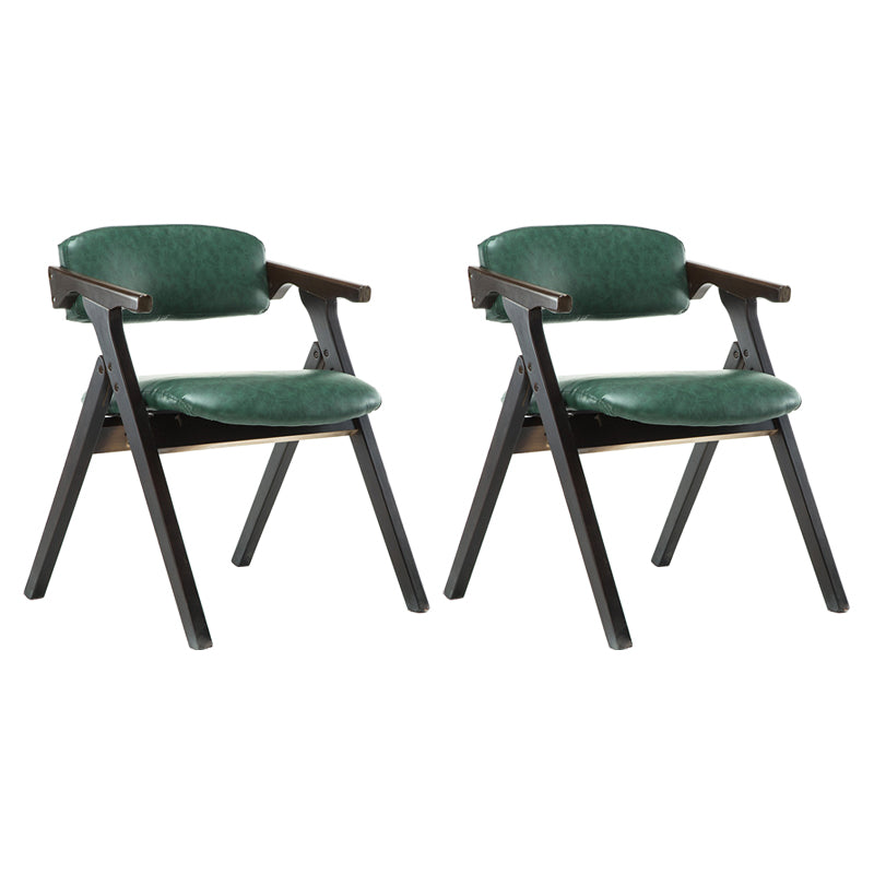 Foldable Dining Arm Chair Open Back Upholstered Armchair with Wood Legs