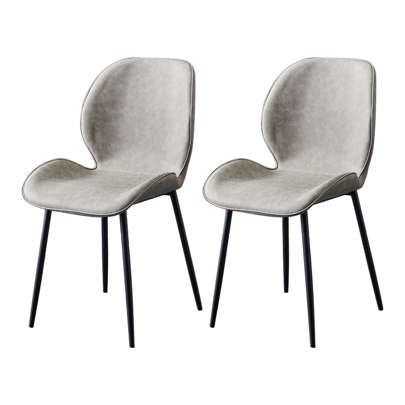 Home Scandinavian Side Chair Solid Back Metal Upholstered Dining Room Chair