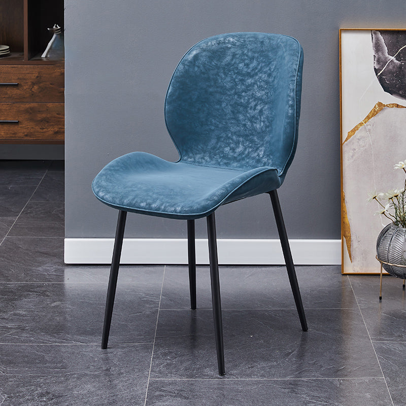 Home Scandinavian Side Chair Solid Back Metal Upholstered Dining Room Chair